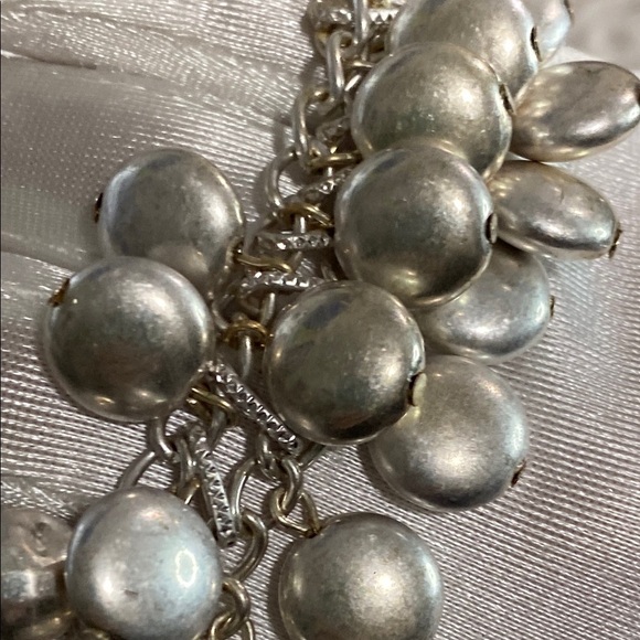Silver Champagne Shimmery Disco Bead Charm Layered Bracelet Whimsical Vintage - Picture 14 of 16